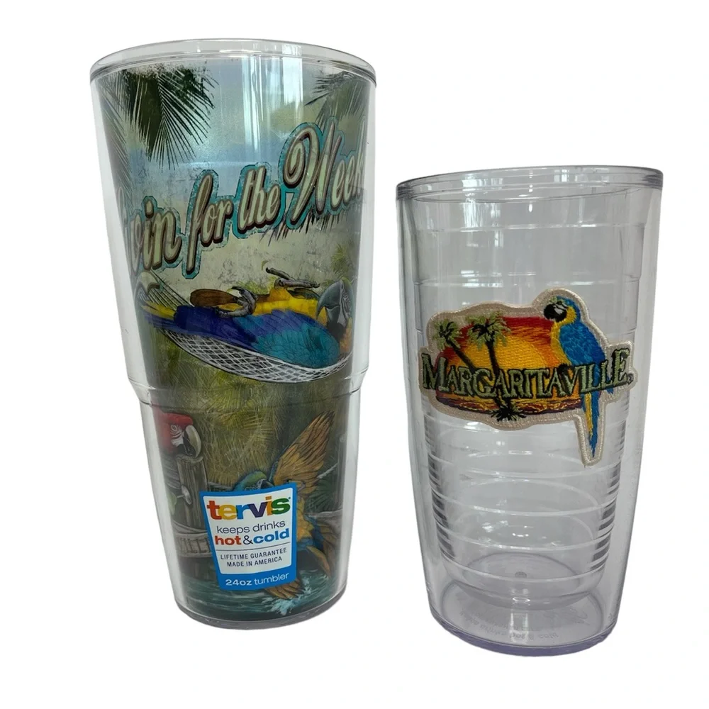 Tervis Margaritaville Lot 2 Parrot Patch 16oz Livin For The Weekend 24oz Buffett